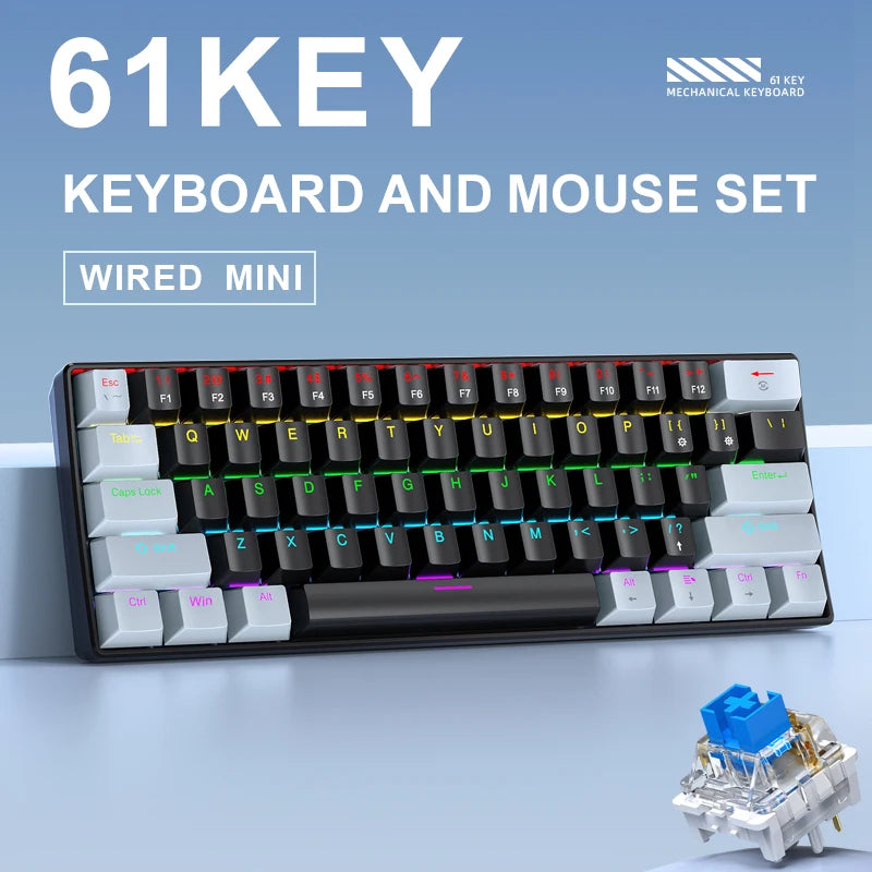 Teclado Mecánico Gaming K61 Mini 60% – RGB