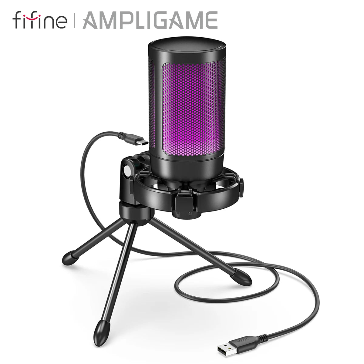 Micrófono Gaming USB RGB con Trípode – A2