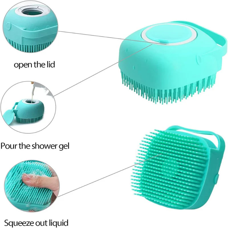 Cepillo de Baño de Silicona para Perros y Gatos