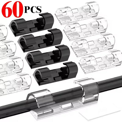 Organizador de Cables Autoadhesivo – Clips para Hogar, Oficina y Coche
