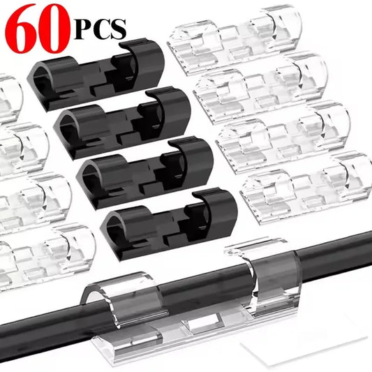 Organizador de Cables Autoadhesivo – Clips para Hogar, Oficina y Coche