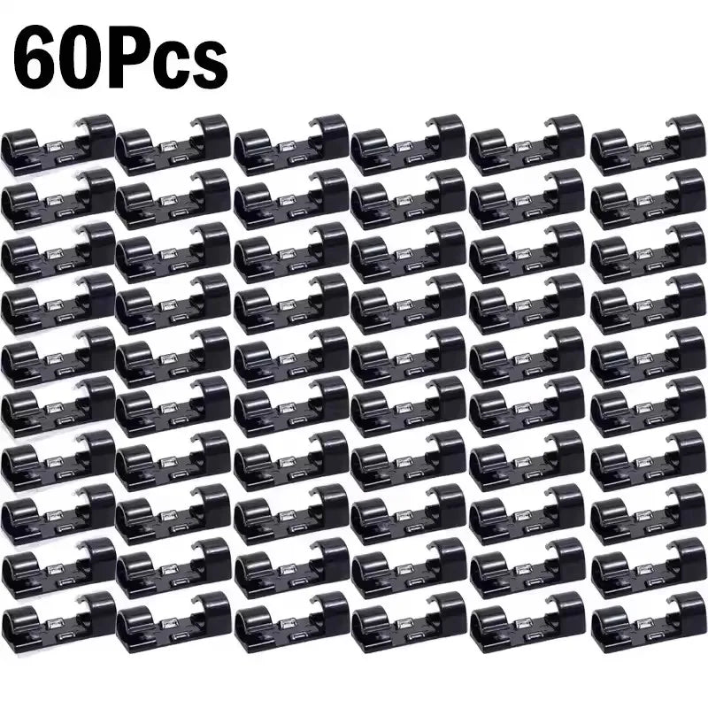 Organizador de Cables Autoadhesivo – Clips para Hogar, Oficina y Coche