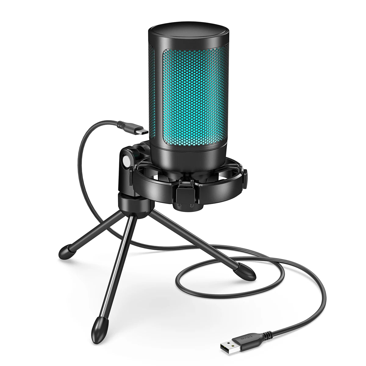 Micrófono Gaming USB RGB con Trípode – A2