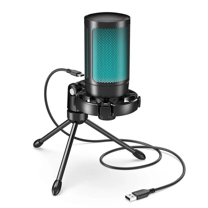 Micrófono Gaming USB RGB con Trípode – A2
