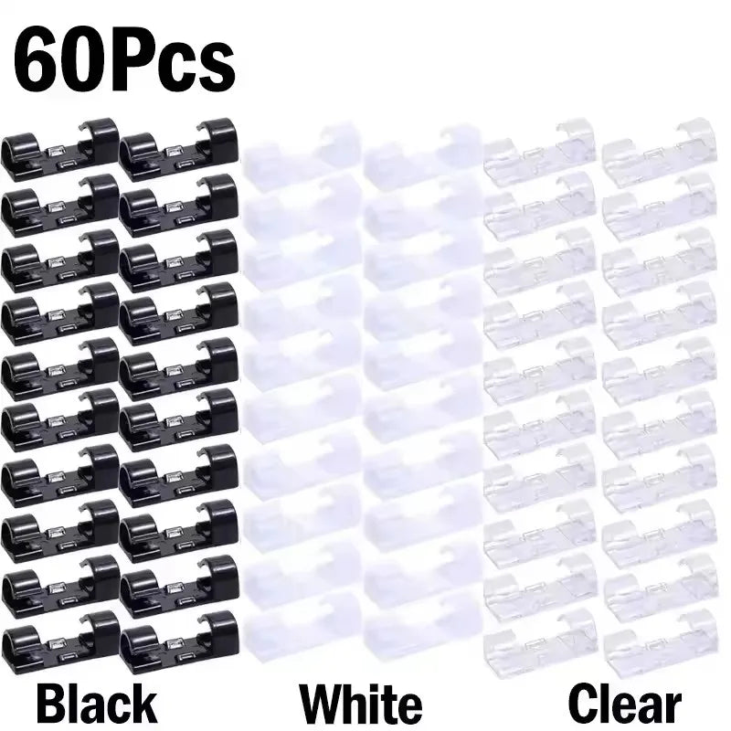 Organizador de Cables Autoadhesivo – Clips para Hogar, Oficina y Coche