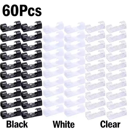 Organizador de Cables Autoadhesivo – Clips para Hogar, Oficina y Coche
