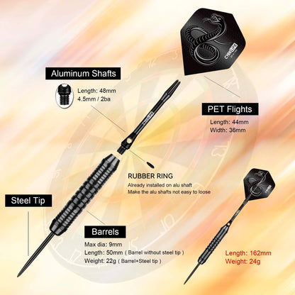 Set de 3 Dardos Profesionales de Acero — 24 g