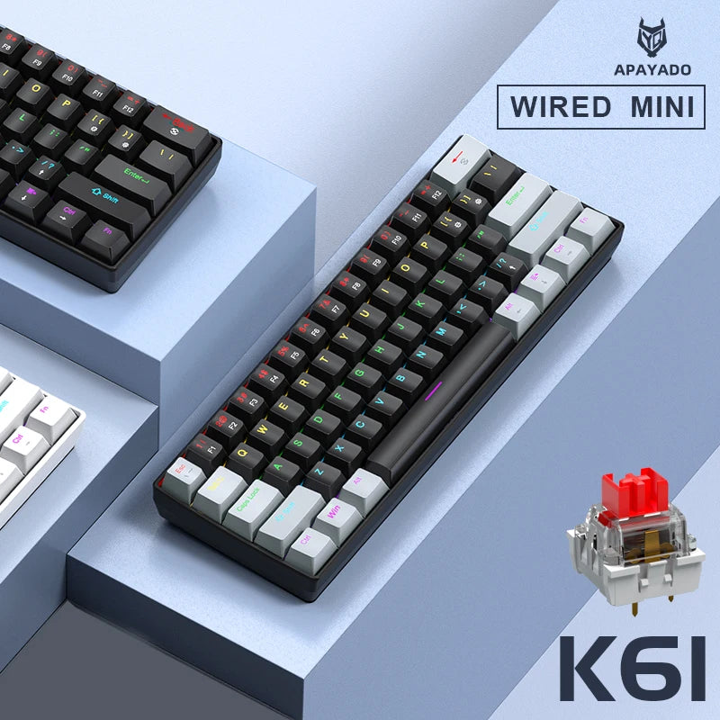 Teclado Mecánico Gaming K61 Mini 60% – RGB