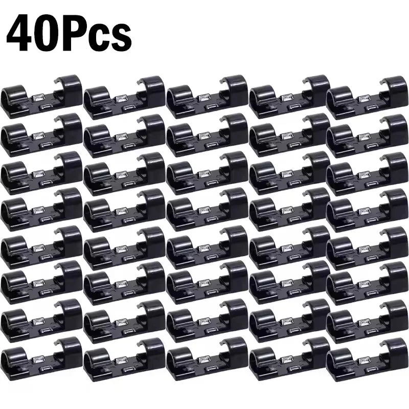 Organizador de Cables Autoadhesivo – Clips para Hogar, Oficina y Coche